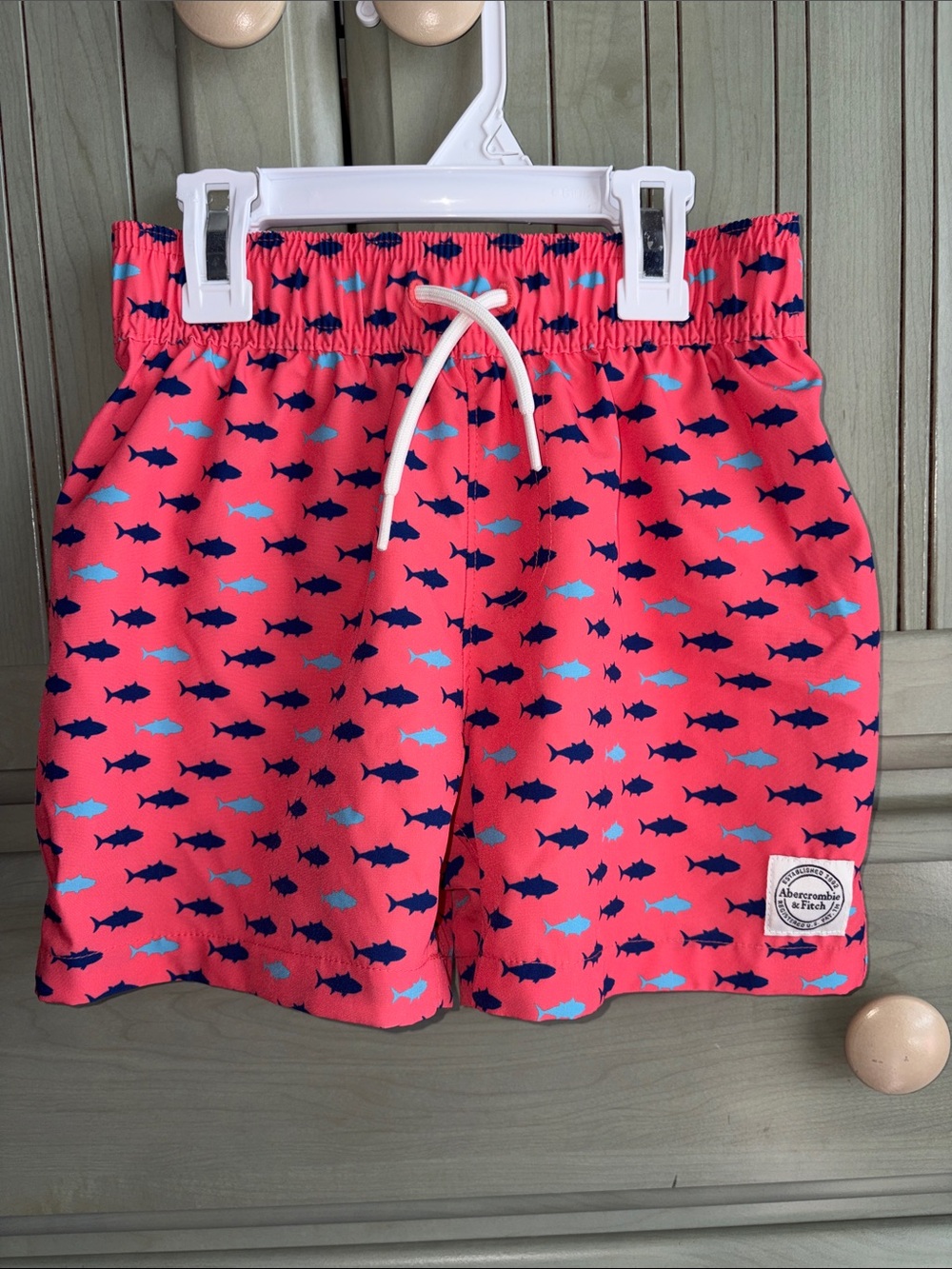 Abercrombie Boys Fish-Print Swim Shorts 5/6